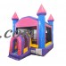 Pogo Junior Pink Castle Commercial Kids Jumper Inflatable Bounce House with Air Blower   
